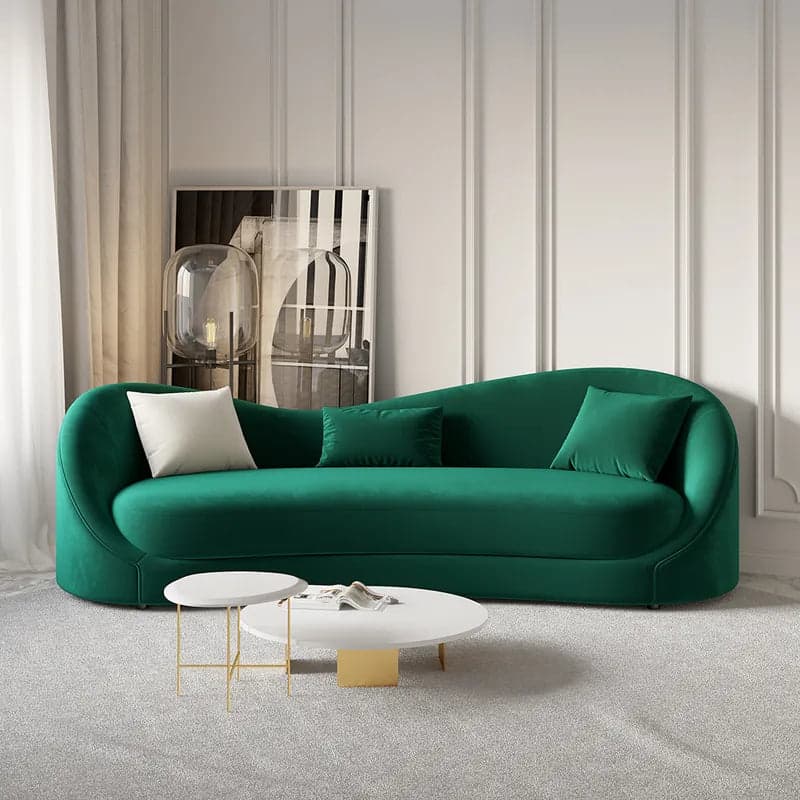 Emerald Curved Velvet Sofa – 3 Seater