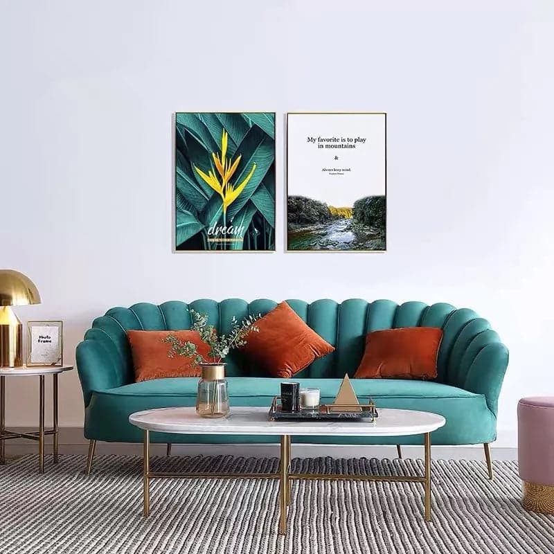 Emerald Shell Velvet Sofa – 3 Seater