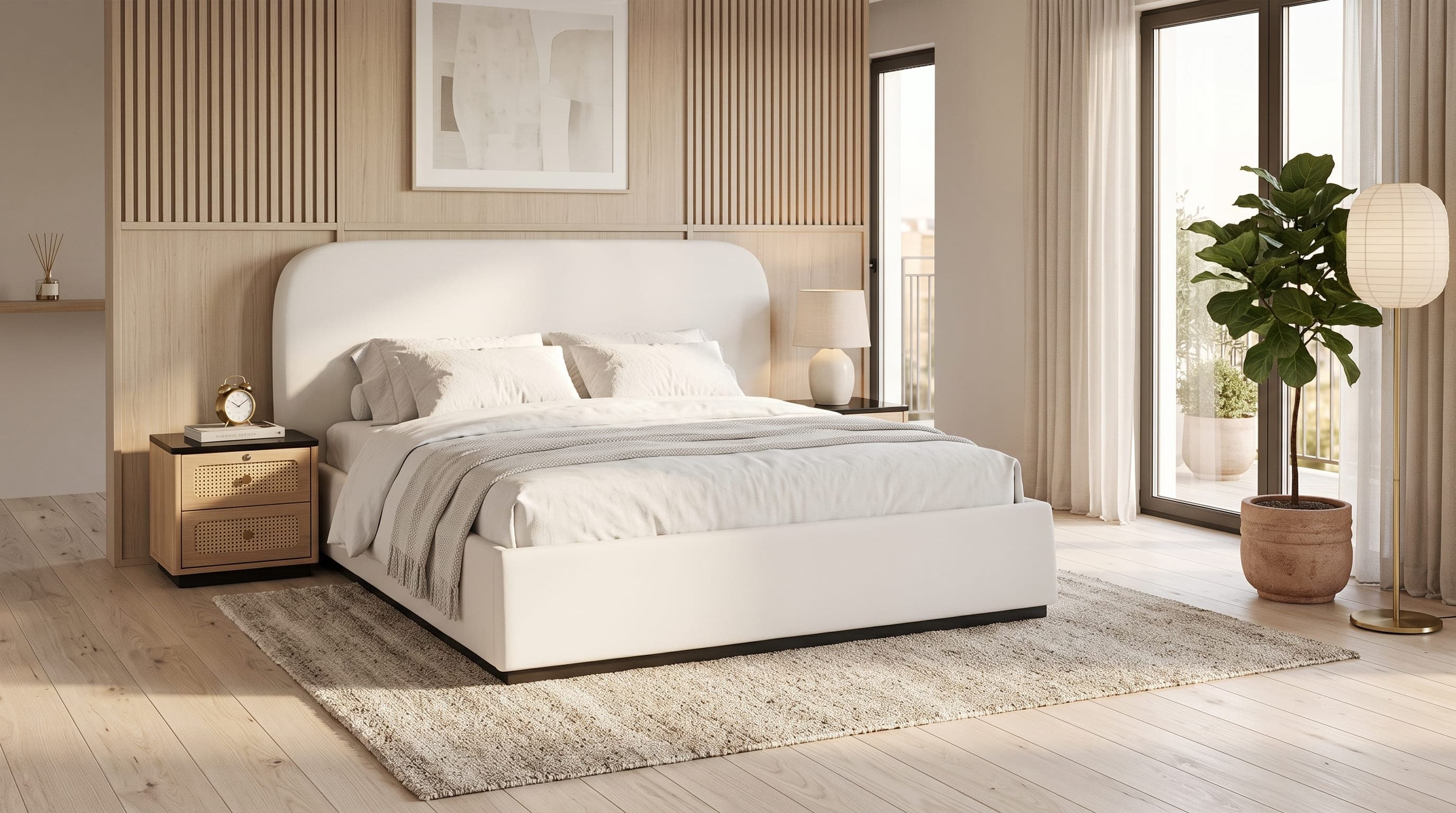 Nordic Haven Upholstered Bed – King Size