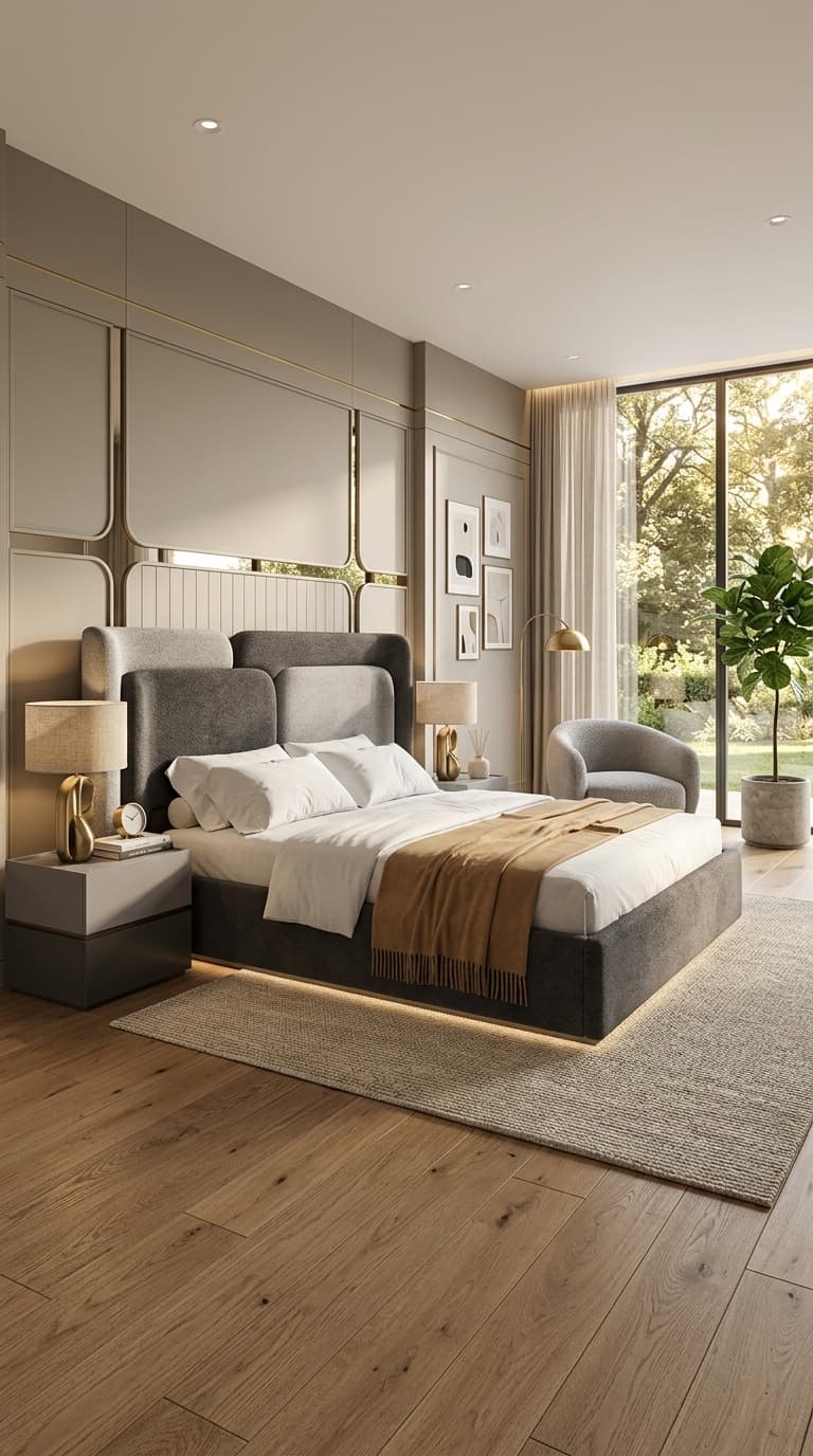 Monarch Luxe Panel Upholstered Bed
