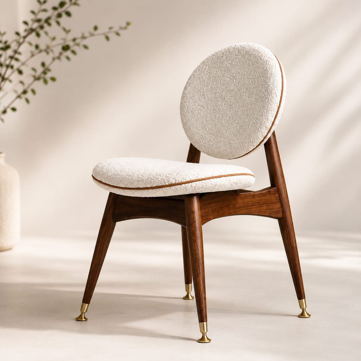 Modern Bouclé Upholstered Dining Chair