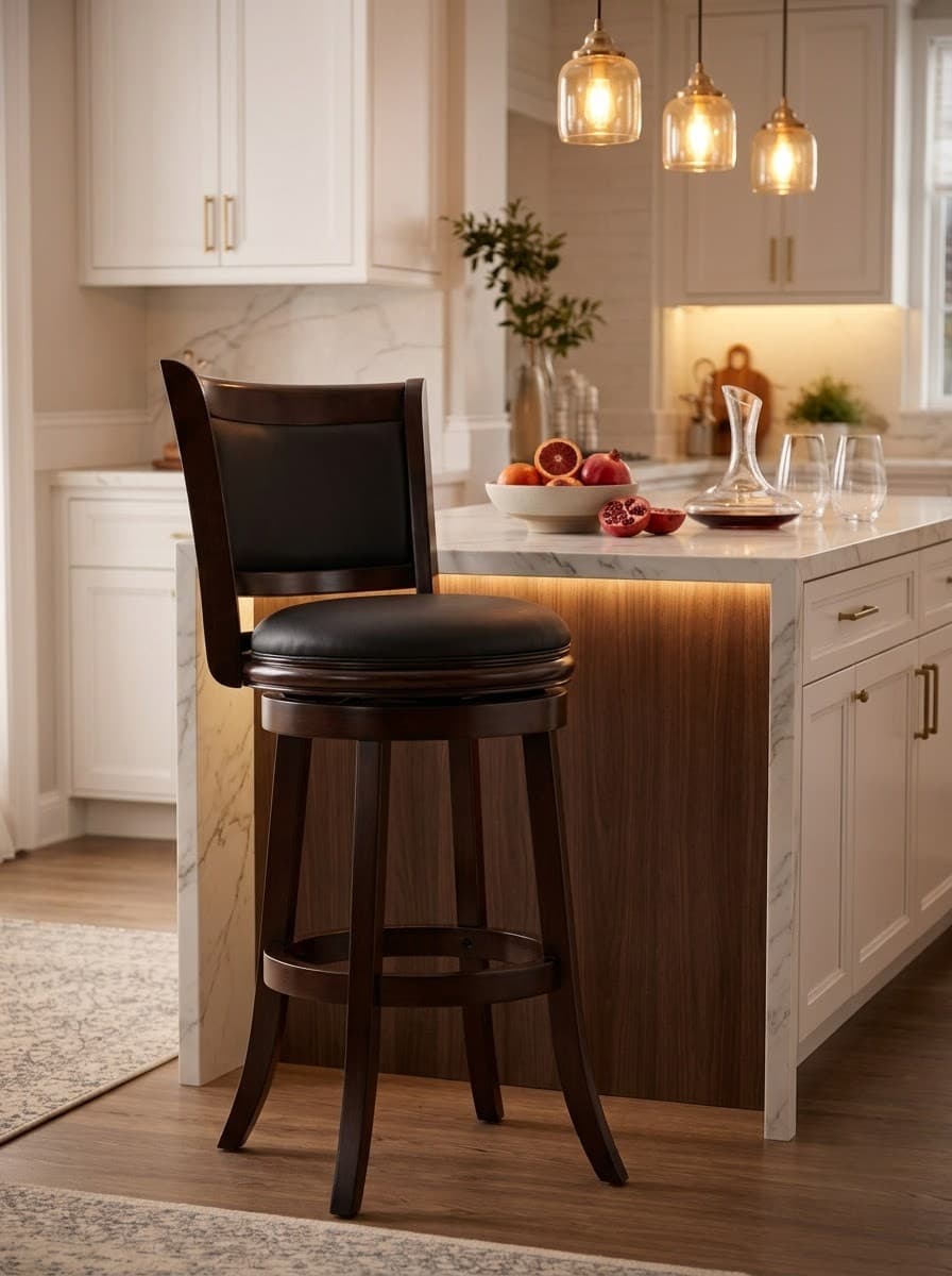 Premium Solid Wood Swivel Bar Stool