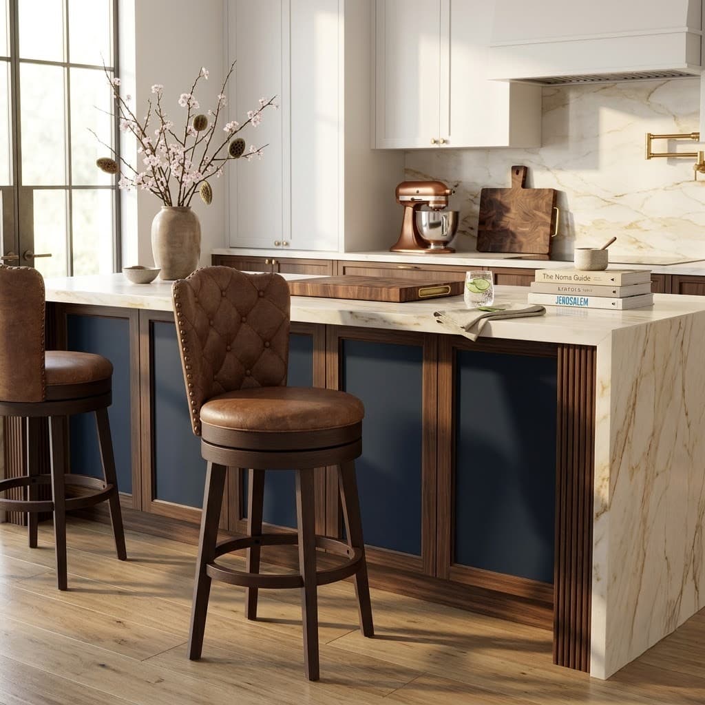 Luxury Tufted Swivel Bar Stool